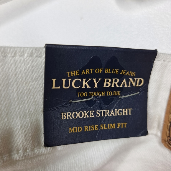 NWT Lucky Brand Brook Straight Mid Rise Slim Fit Distressed white Jeans … - Picture 16 of 16